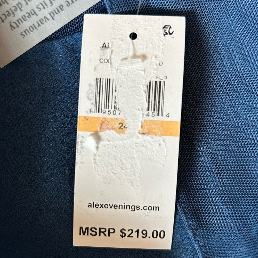 ALEX EVENINGS Cocktail Dress Sz 24W Wedgewood Blue Crystal Neckline Illusion - Picture 11 of 12